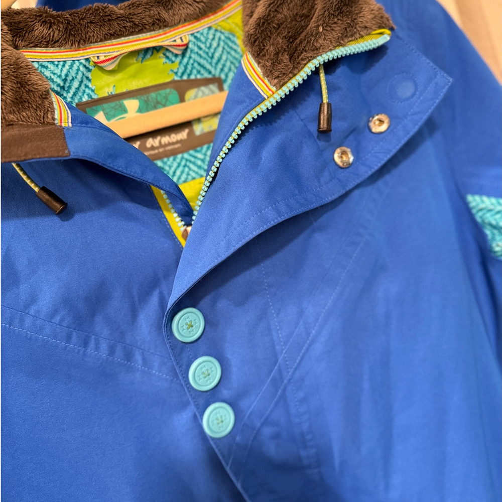 Under Armour S Ski Jacket $199 Waterproof Snowboard Brimmed Hood Bright Blue NEW - Picture 8 of 10